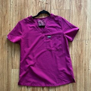 FIGS Catarina One Pocket Scrubs Top Limited Color Magenta